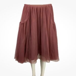 Anthropologie Sz 0 Layered Chiffon Fairy Festival Party Look Skirt Pink Nylon